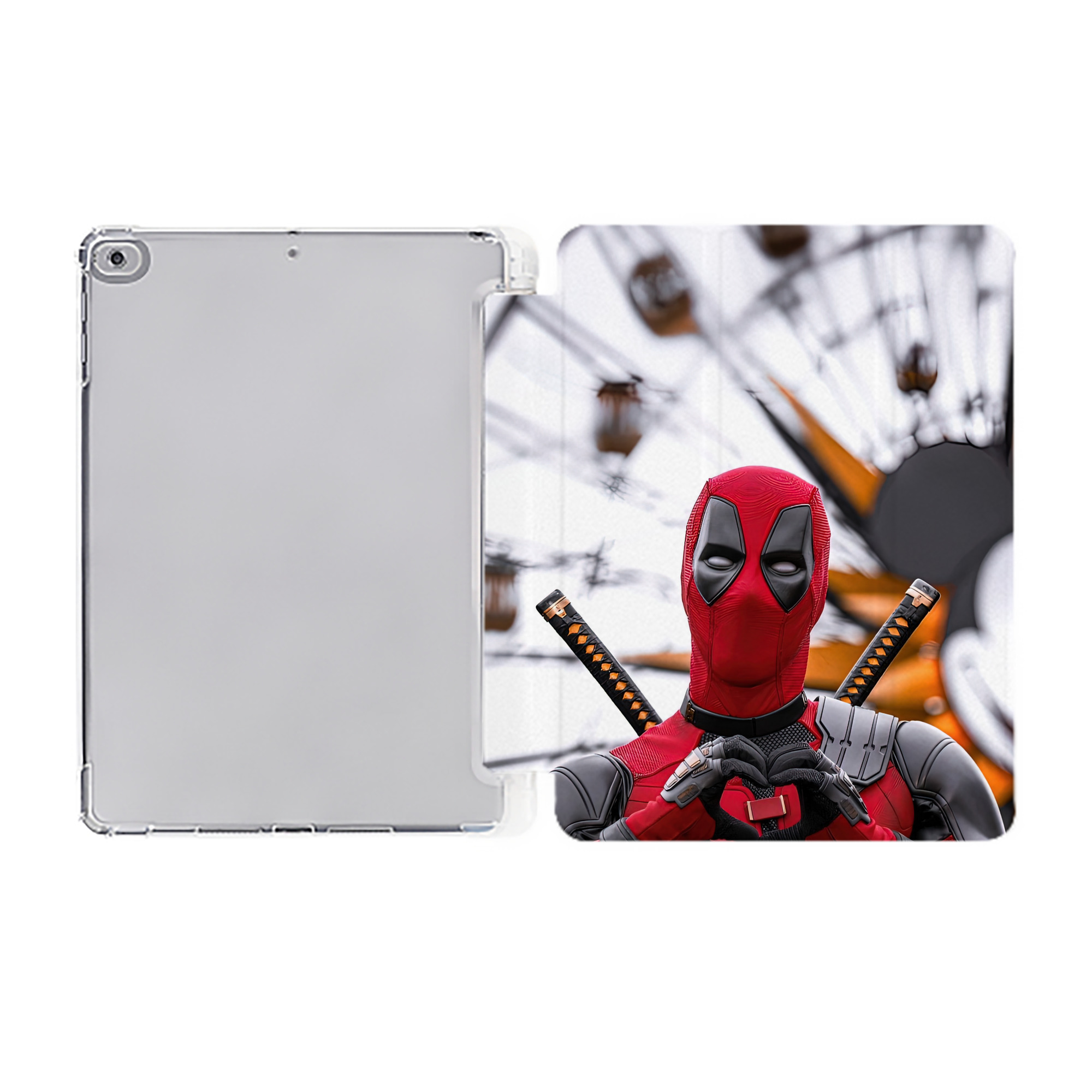 （画像用） Deadpool デッドプール IPad ケース ペン収納付き 三つ折りスタンド PUレザー×シリコン 対応機種9.5/10.5/10.9インチ